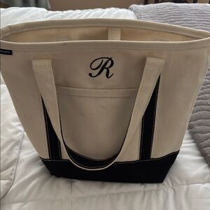 Lands End Medium Canvas Tote Bag with Black Accents